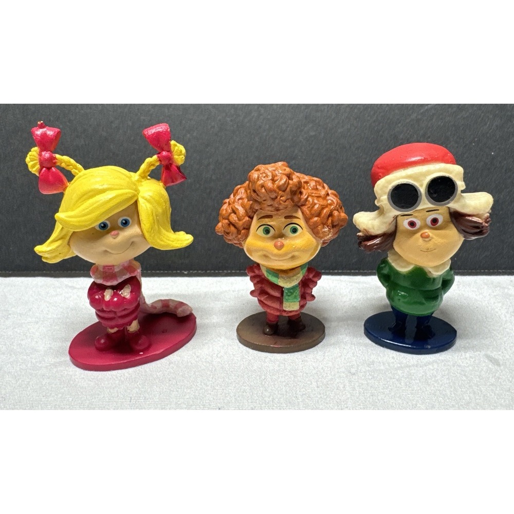 3 Toy PVC Figures - Dr. Seuss How the Grinch Stole Christmas 1.5" to 2.5" Cake